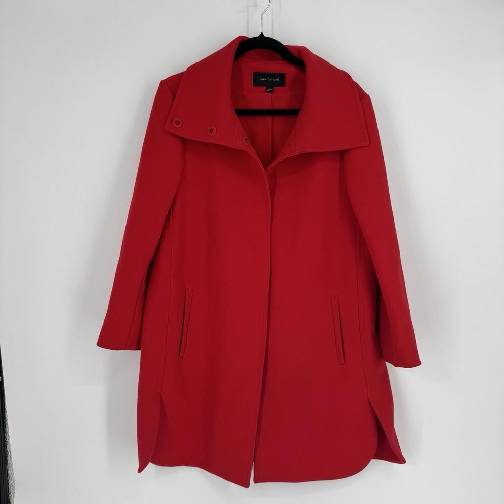 Ann Taylor coat 10 red peacoat colorful holiday christmas fall winter business